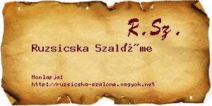 Ruzsicska Szalóme névjegykártya